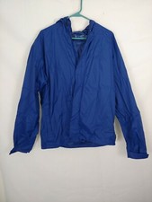 Magellan Mens L Blue Hooded Full Zip Waterproof Jacket Lighwear