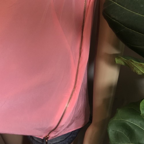 Witchery Pink Silk Zip Detail Tank Singlet Blouse Top Size L - Picture 3 of 7