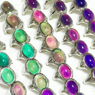 Bulk lots 50pc mood color change ring emotional temperature women men charm gift