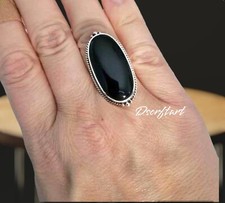 Black Onyx Handmade Ring, 925 Sterling Silver Handmade Ring, Gift For Her
