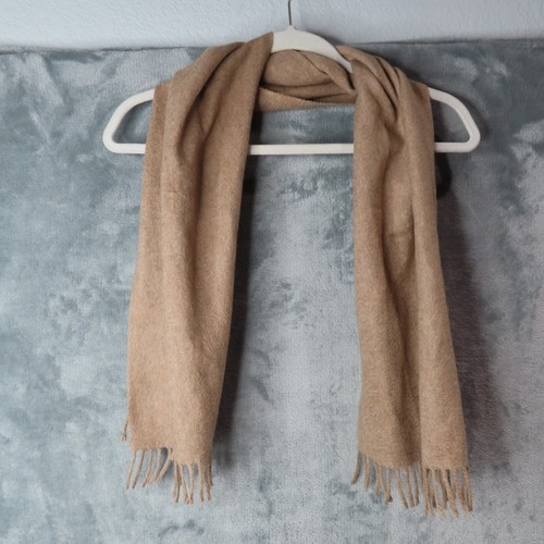 CHRISTIAN DIOR Scarf Mens Beige Camel 100% Cashmere Fringe Soft 11.5"x50" - 第 1/6 張圖片