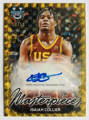 50/50 Isaiah Collier Auto Bowman Masterpiece Geometric Gold 