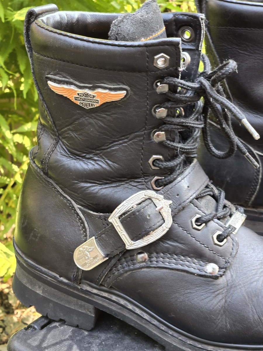 Harley Davidson Black Leather Women's Motorcycle Boots Size