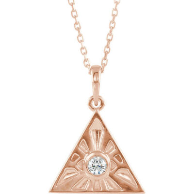 14K Rose 1/10 ctw natürlicher Diamant Auge der Vorsehung 16-18'' Halskette