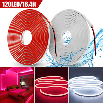 16.4ft 12V Flexible 2835LED Strip Sign Neon Lights Silicone Tube Lamp Decor IP65