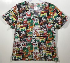 Christmas Scrub Top women size S Small Rudolph the Red-Nosed Reindeer Holiday