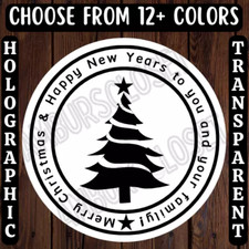 40 CHRISTMAS STICKERS 2" LABELS SEALS THANK YOU SCRATCH RESISTANT HAPPY NEW YEAR