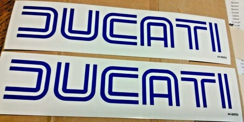1976-78 DUCATI (open letters) 900SS blue on clear gas tank vinyl sticker pair - Picture 10 of 13