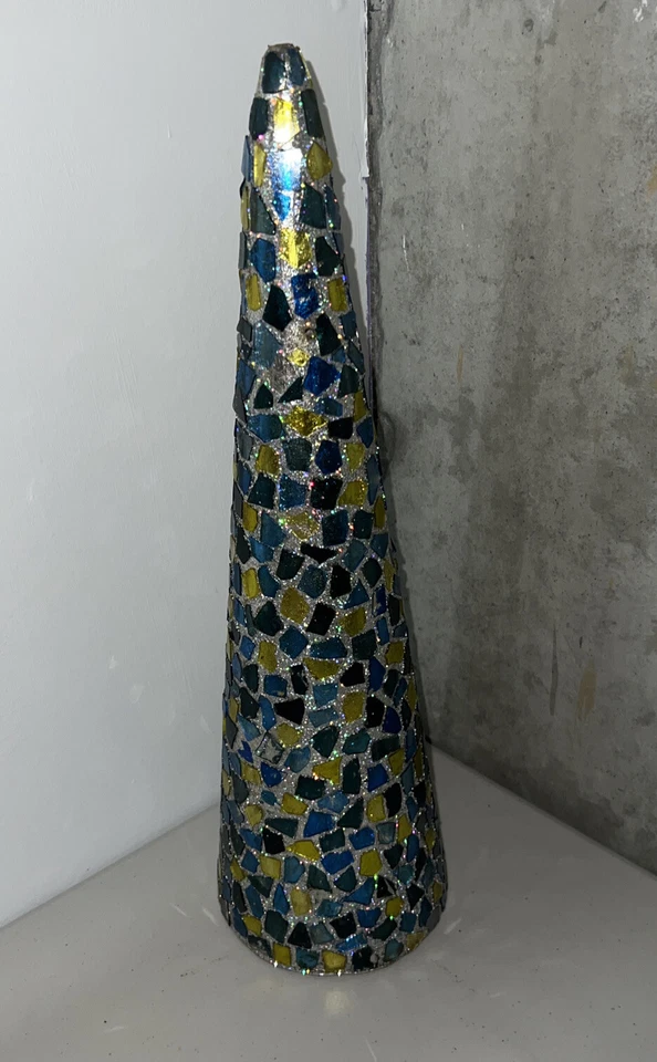 "2 mosaicos de vidrio cono de vacaciones topiario multicolor 24"" y 18""" Foto 3 de 4