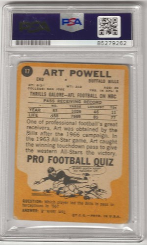ART POWELL PSA DNA SIGNED 1967 TOPPS CARD AUTO HALL OF FAME RAIDERS - Picture 2 of 2