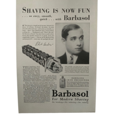 Vintage 1930 Barbasol Shaving is Now Fun Ad Advertisment