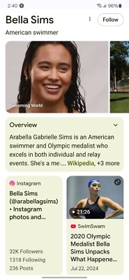 2024 Leaf Bella Sims She Got Game Auto 1/1 OLYMPIC SWIMMER MINT CHEAPEST ON EBAY