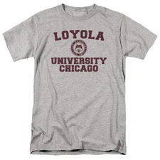 Loyola University Chicago Adult T-Shirt Circle Logo, Athletic Heather, S-5XL
