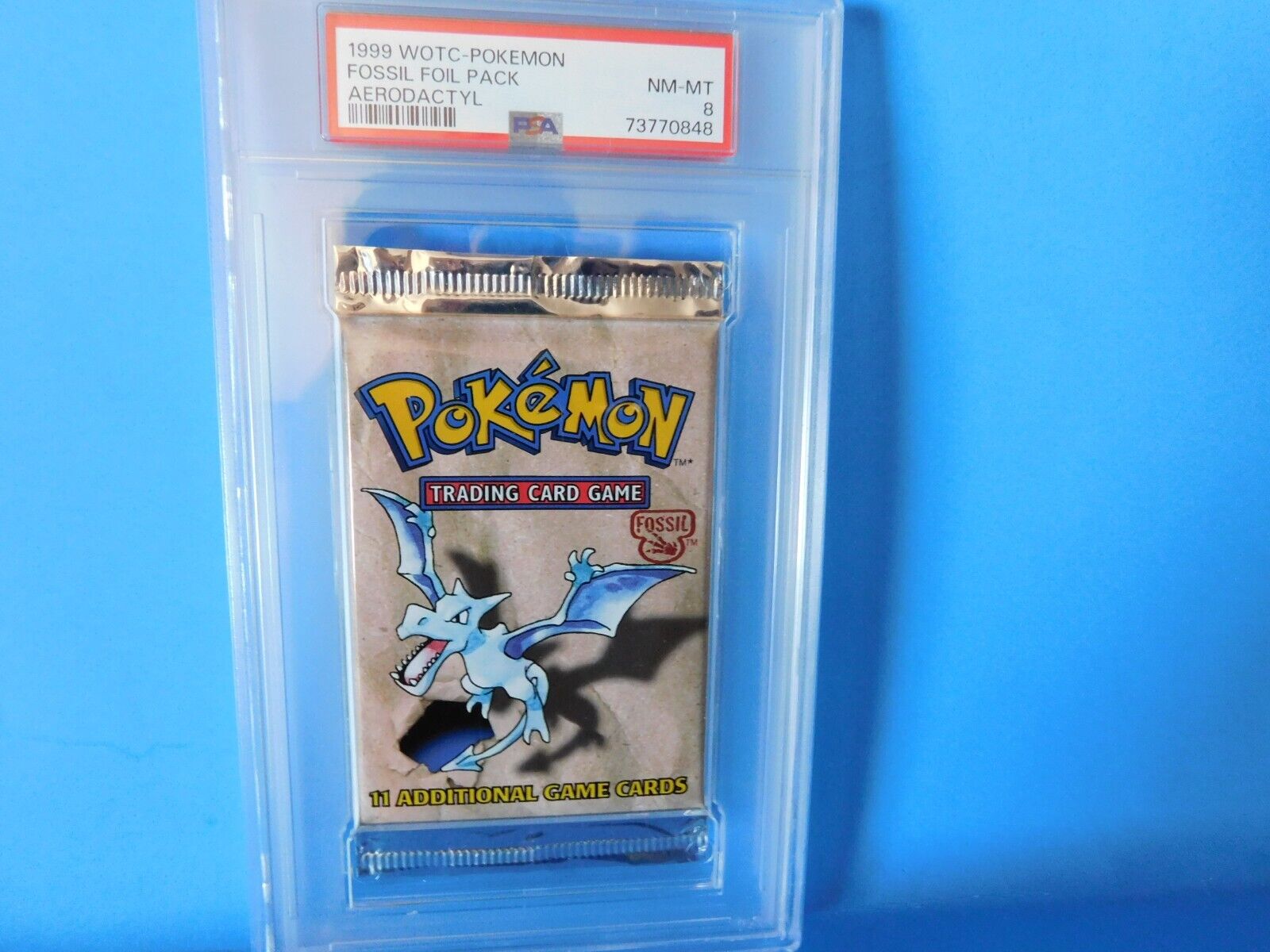 1999 WOTC Pokemon Fossil Unopened Foil Pack Aerodactyl PSA 9 *7637