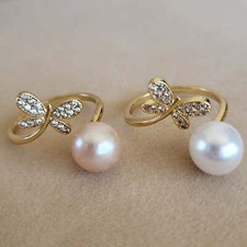 14K Gold Plated Natural Freshwater Butterfly Pearl Ring