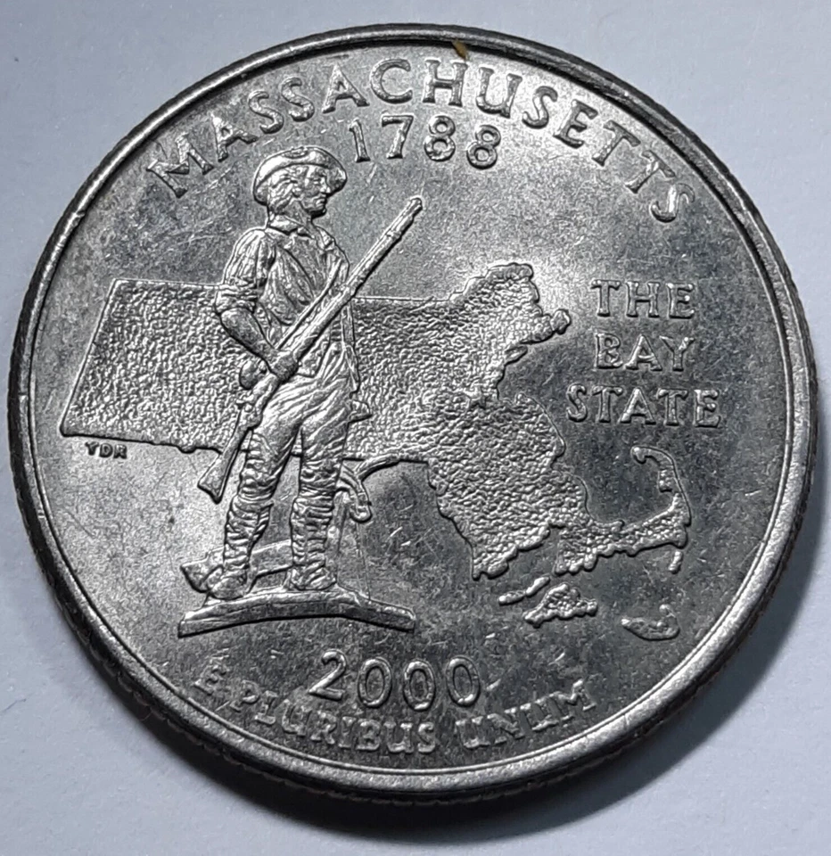 2000-P Massachusetts State Quarter ERROR Obverse Die Chips "IGWT".......A27 - Image 3 of 4