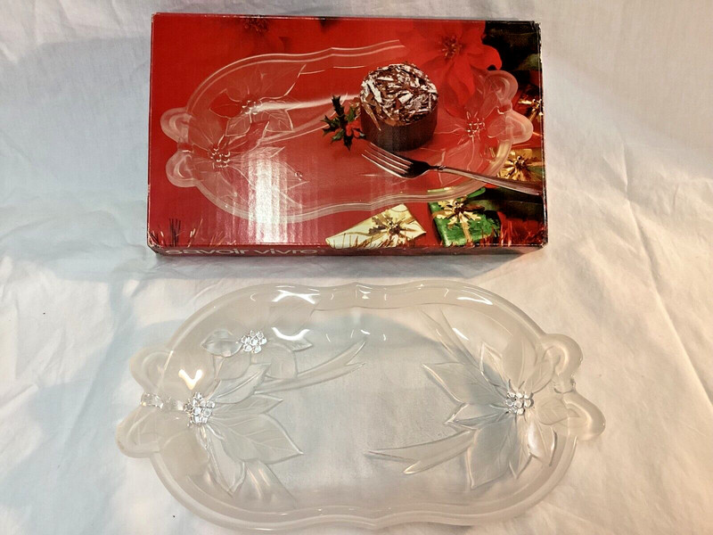 Vintage Savoir Vivre Oval Tray 12" Festive Bouquet Poinsetta Pattern NIB