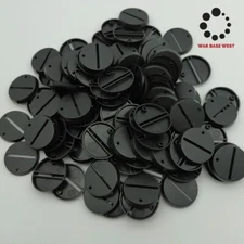 Lot Of 100 32mm Round SLOT Bases Used For Warhammer 40k + AoS Games Workshop 