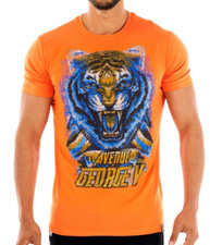 Avenue George V Paris T-Shirt Rhinestone Tiger Men's Orange fitted Tee 2XL