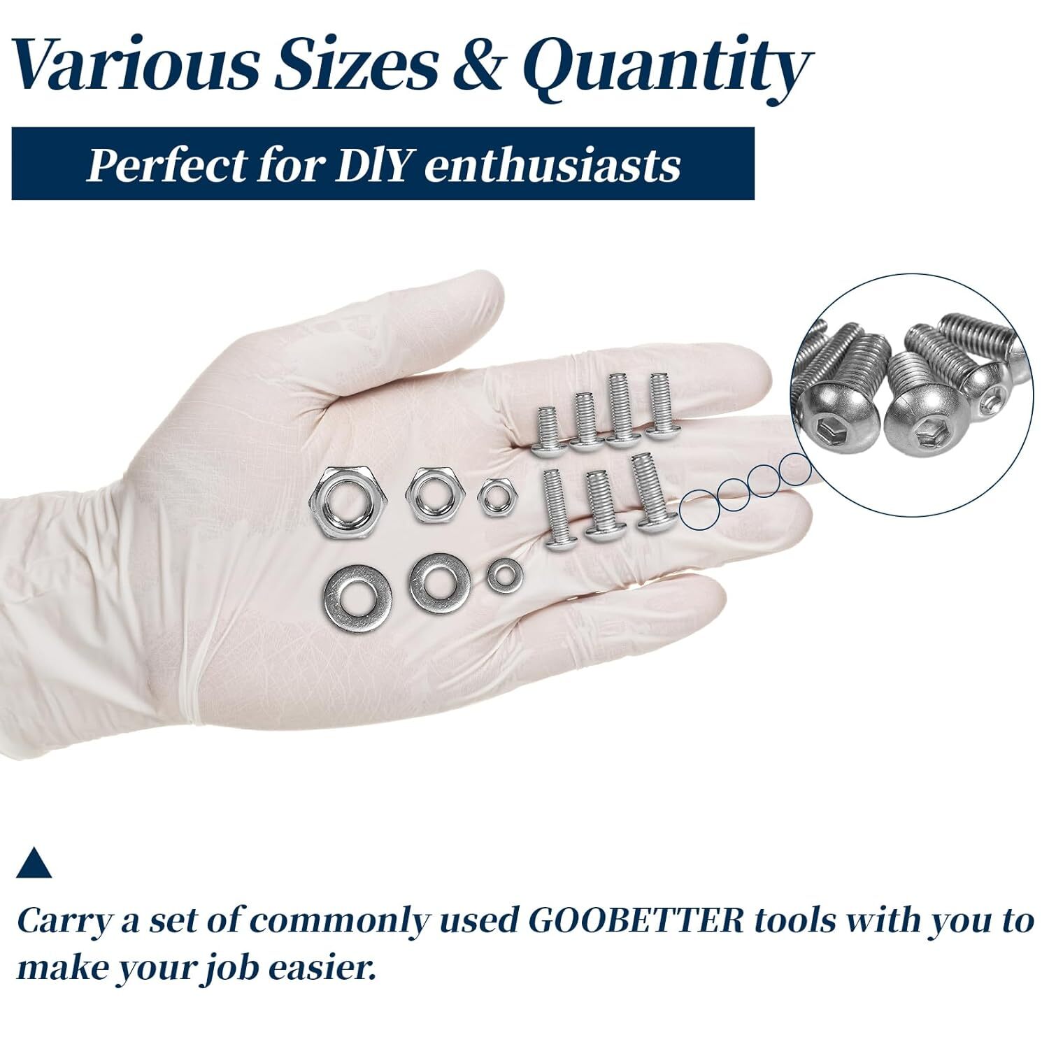 1410PCS M3 Hex Button Head Socket Cap Bolts Screws Washers Nuts Assortment Kits