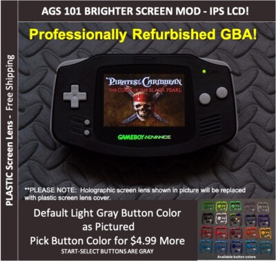 Nintendo Game Boy Advance  System AGS101 Backlit Mod-Plastic Screen - BLACK