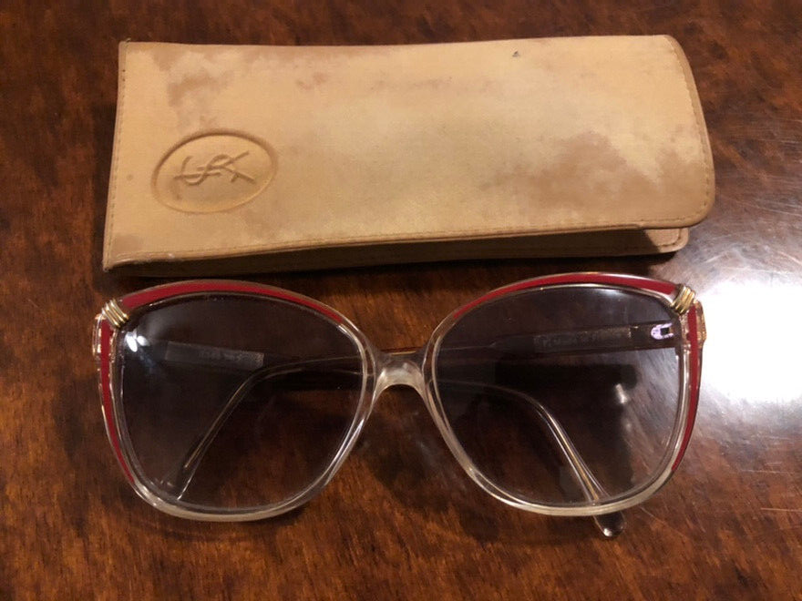 OCCHIALI DA SOLE VINTAGE ANNI 80 YVES SAINT LAURENT MONTATURA YSL ORO ROSSO DONNA DONNA