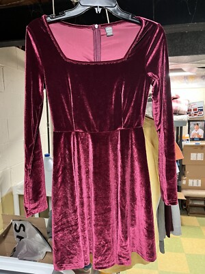 Shein Burgundy Velvet Dresses Sizes XS & Large | eBay