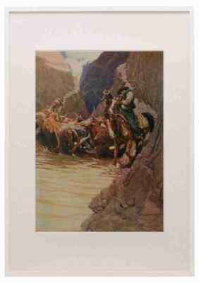 Wyeth Newell C 1882 1945 Scribners 39 1906 Rounding up A3 A4 gerahmter Druck Bild