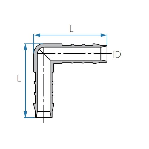 Tefen PVDF Hose Tube Fitting Connector | Union/Equal Elbow | White | Packs 5/10 - Picture 2 of 6