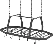 Hexagon Ceiling Pot Rack Hanging Pan Rack Hanging with 15 Hooks, 34" Metal Hangi