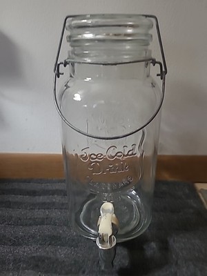 Home Essentials Quality Glassware W/Wire Bale & Spigot Refreshing Ice Cold Drink
