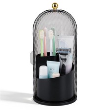 Toothbrush Holder with Cover for Bathroom Countertop, Rotating Organizer for ...