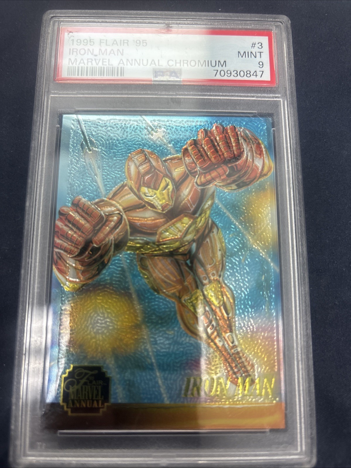 Iron Man #3 Marvel 1995 Flair Chromium trading card — raw and PSA graded price guide