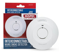 Hispec Mains Smoke Alarm 9V Battery Backup Fast Fix Base HSSA/PE/FF Hard Wired