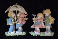 Pair of Vintage 1970's Homco Children Nursery Wall Hanging Plaque Home Decor