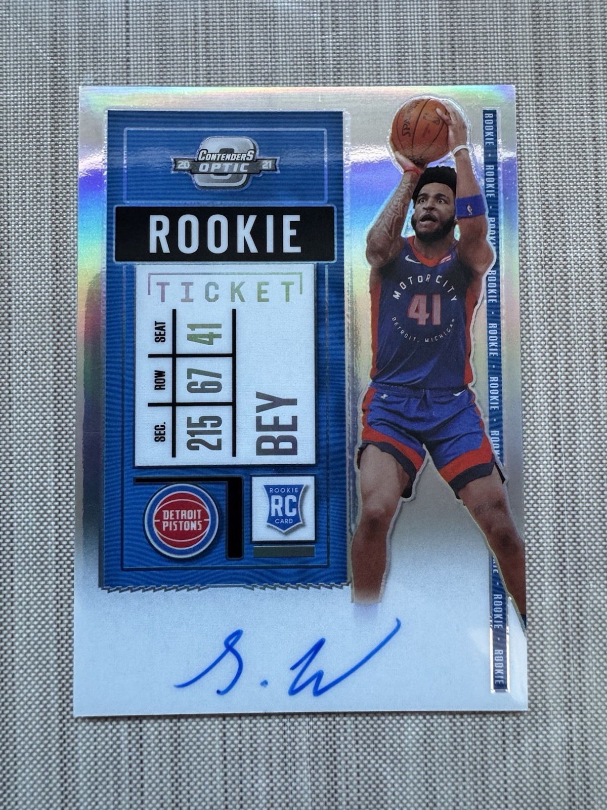 2020-21 Contenders Optic Saddiq Bey Variant Rookie Ticket Auto On Card RC