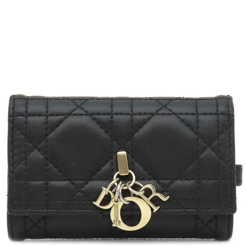 Étui à clés Dior Christian Miss peau d'agneau noir or quincaillerie canage occasion HOUB 0