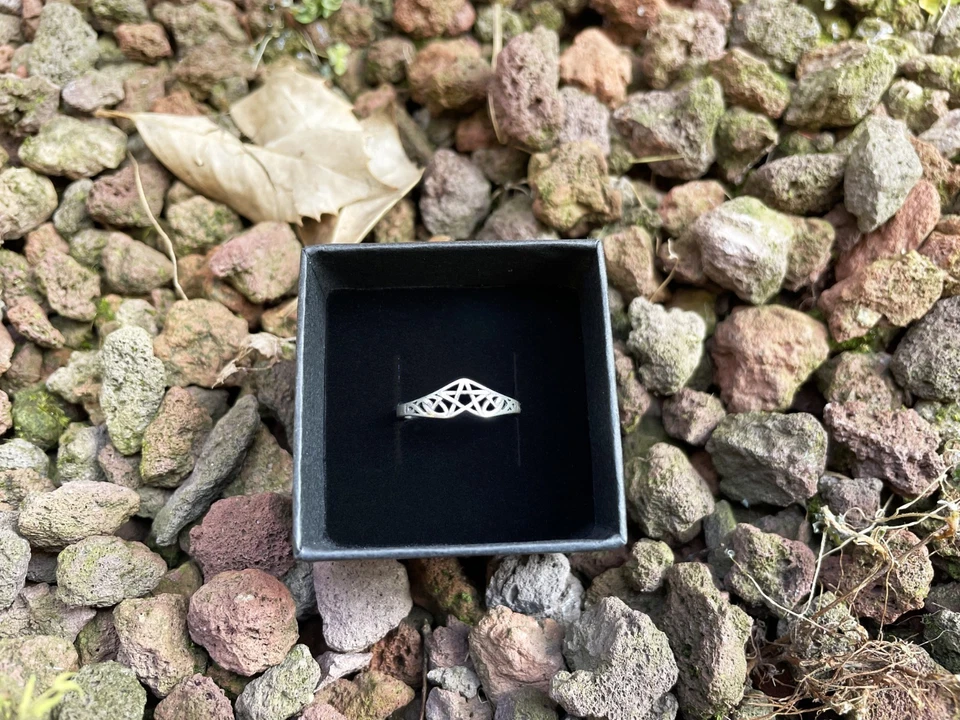 Anello Argento 925 Sterling - Design Gotico Pentacolo Strega Divinazine - Regalo - Immagine 3 di 4