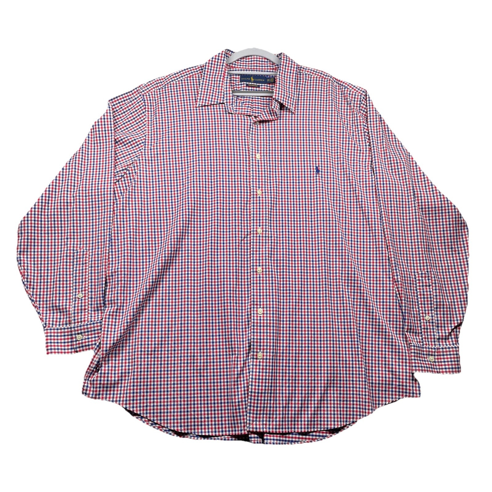 PONY Camicia Ralph Lauren Performance Gingham rossa bianca blu a quadri 2XB 36 37