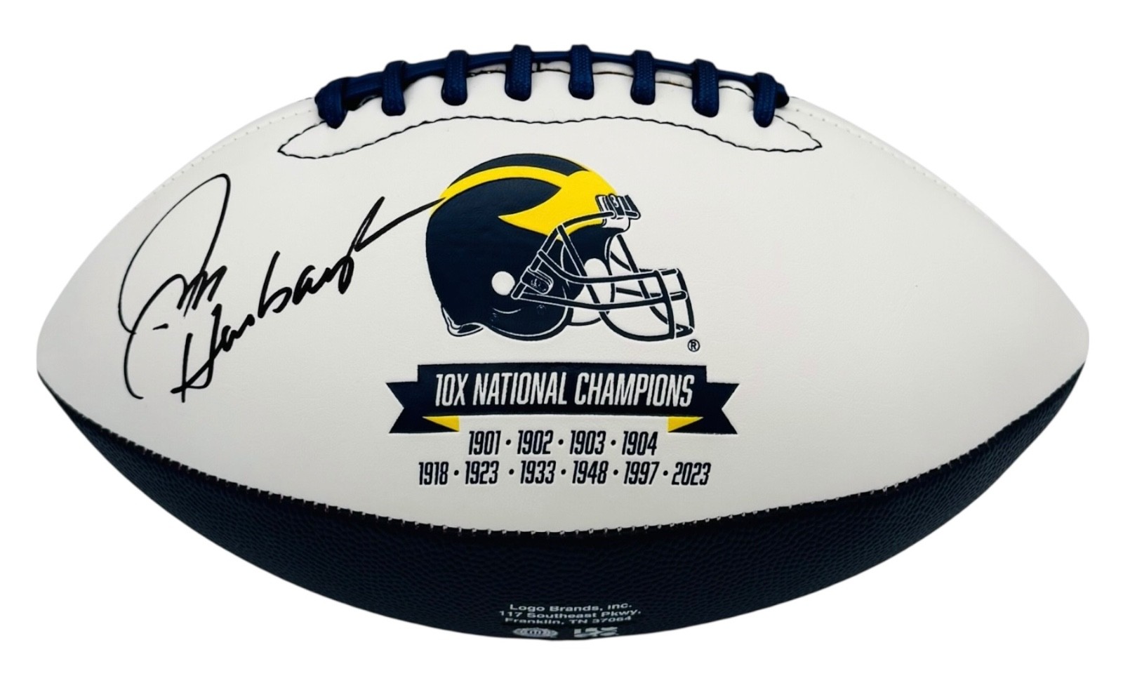 Jim Harbaugh Autographed Signed Michigan Wolverines Football National Champs Beckett COA 