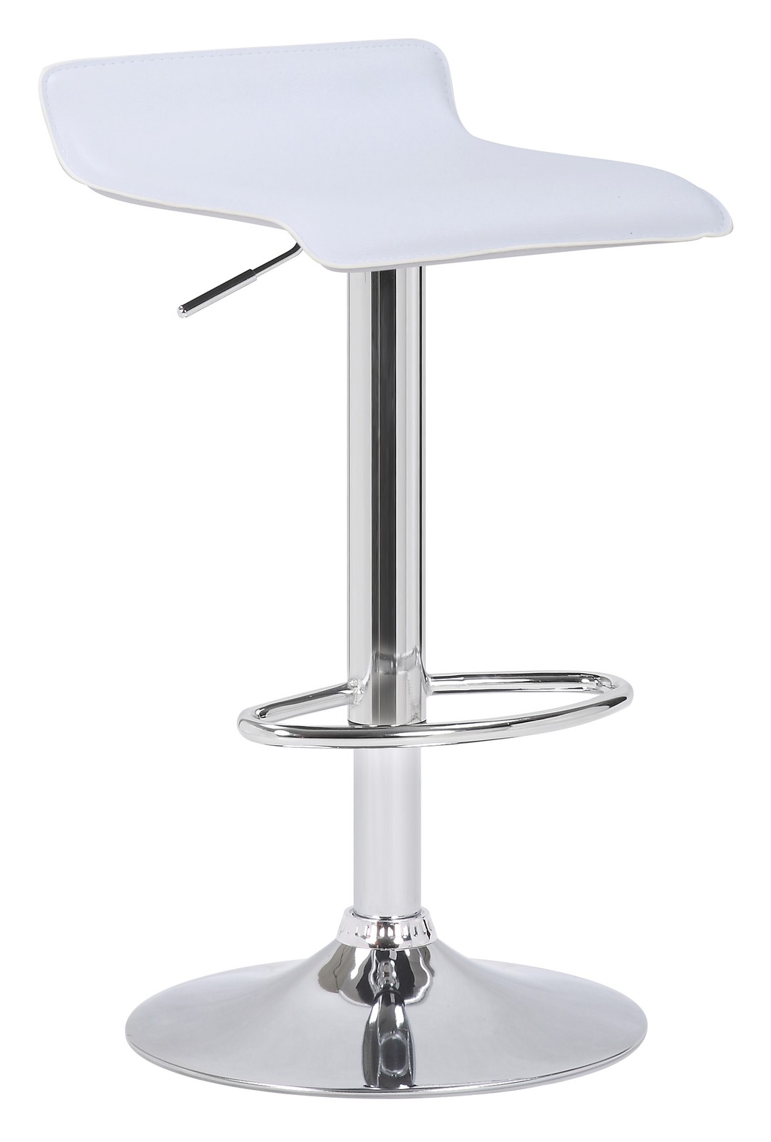 Lamboro White Baceno Single Kitchen Bar Stool, Chrome Footrest, Height Adjustable Swivel Gas Lift, Breakfast Bar & Home Barstool, - Image 2