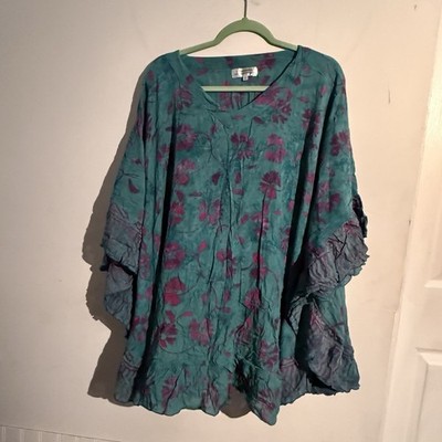 LotusTraders Artsy Lagenlook Forest Whimsy Tunic Top Womens O/S Tye Dye