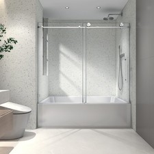 6063 Brushed Nickel frameless one fixed and one shifted Shower Door,70MM 304 s
