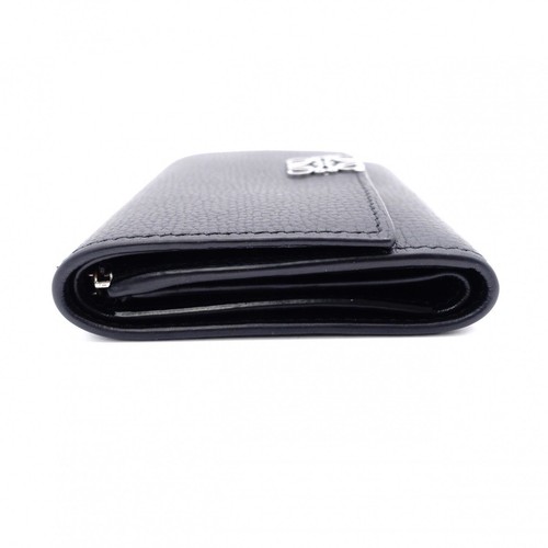 LOEWE Vertical Wallet Anagram Tri-Fold Wallet Leather Black Silver Hardware - Picture 7 of 10