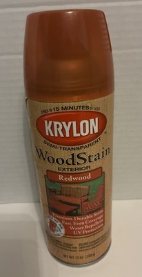 Krylon Wood Stain REDWOOD Exterior Semi-Transparent Repellent Spray Paint NEW