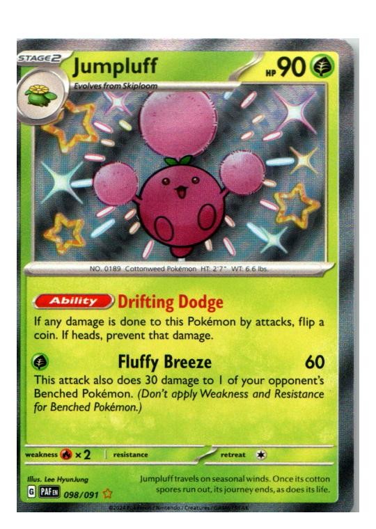 Jumpluff 098/091 Shiny Rare Paldean Fates Pokemon Near Mint