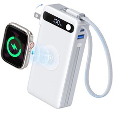 Nano Power Bank, 10000mAh Portable Charger with Built-in Cables Wall Plug, ...