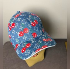 NEW LOUIS VUITTON X Takashi Murakami Cherries 🍒 Denim Baseball Cap  Hat 🧢 