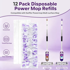 12 Count Disposable Mop Refills for Swiffer Power Mop Multi-Surface Floor Mop