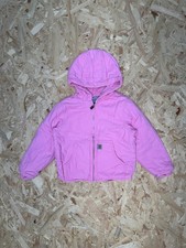 Carhartt Jacket Girls Pink Canvas Sherpa Lined Hooded Outdoor Coat Sz XXS 4-5